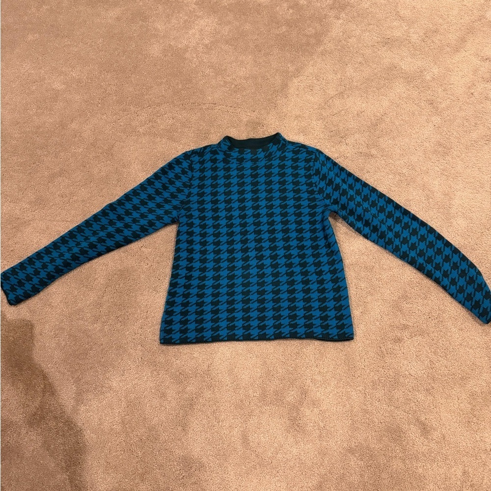 Ann Taylor Blue Houndstooth Women's Sweater